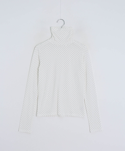 ドットタートルネック長袖 Tシャツ