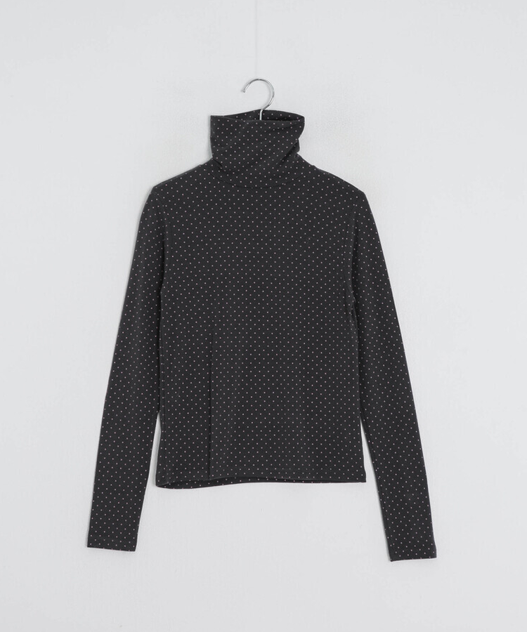 ドットタートルネック長袖 Tシャツ