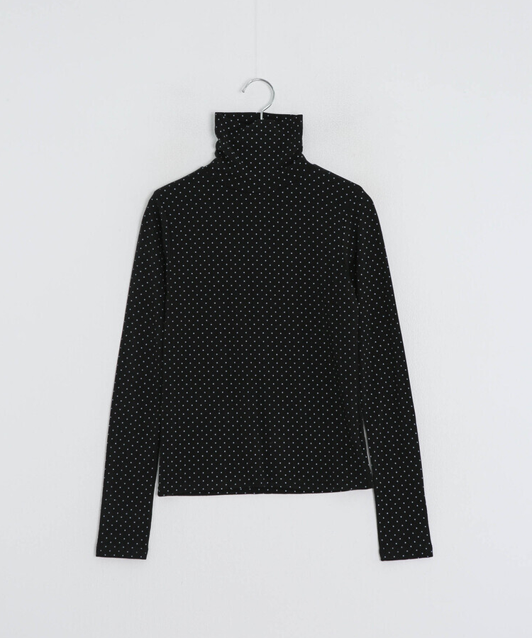 ドットタートルネック長袖 Tシャツ