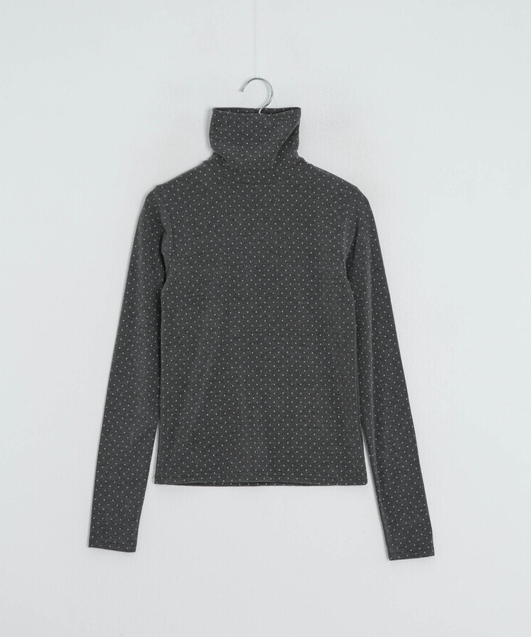 ドットタートルネック長袖 Tシャツ