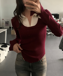 リブスリムフィットニット BURGUNDY