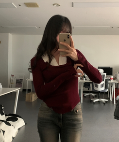 リブスリムフィットニット BURGUNDY