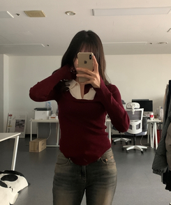 リブスリムフィットニット BURGUNDY