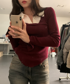 リブスリムフィットニット BURGUNDY