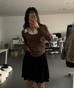 リブスリムフィットニット BROWN