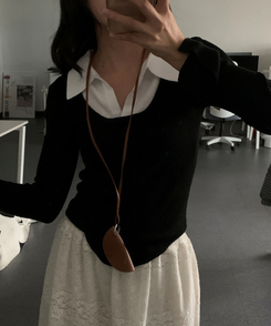 リブスリムフィットニット BLACK