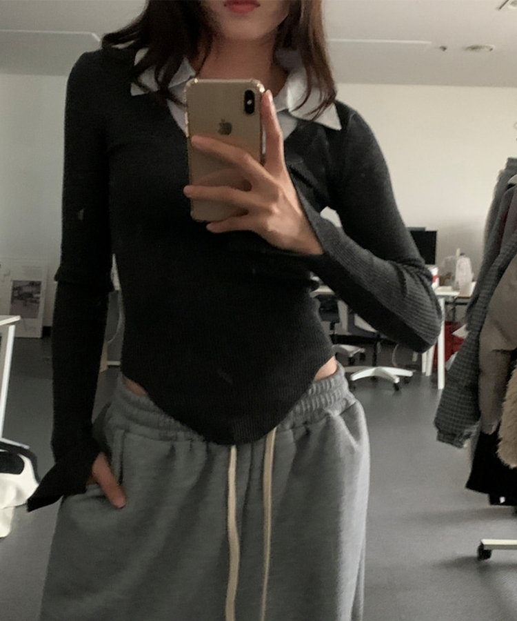 リブスリムフィットニット CHARCOAL