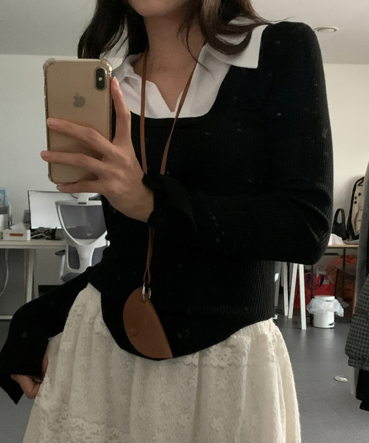 リブスリムフィットニット BLACK