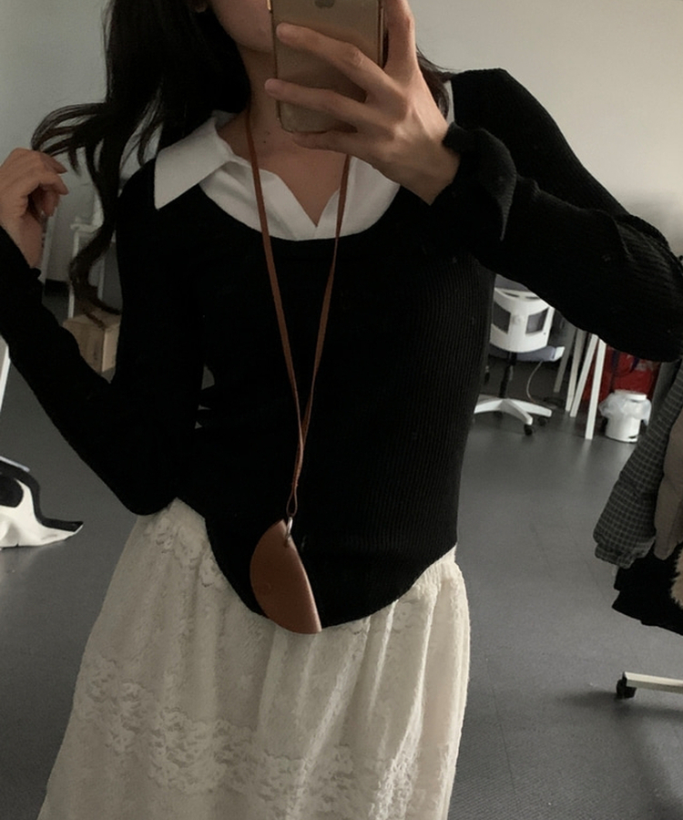 リブスリムフィットニット BLACK