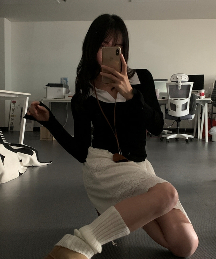 リブスリムフィットニット BLACK