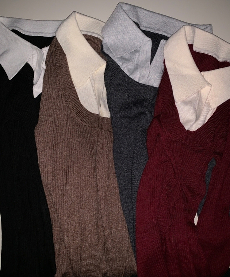 リブスリムフィットニット