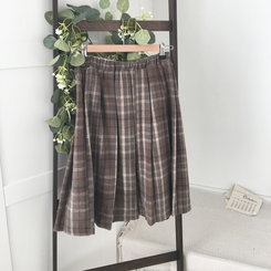 チェックプリーツバンディングミディスカート