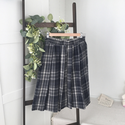 チェックプリーツバンディングミディスカート
