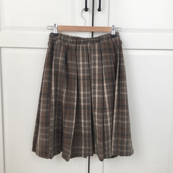 チェックプリーツバンディングミディスカート
