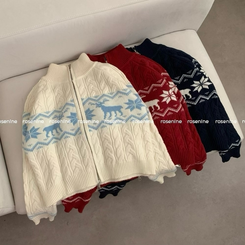 ノルディックハイネックニットジップアップ