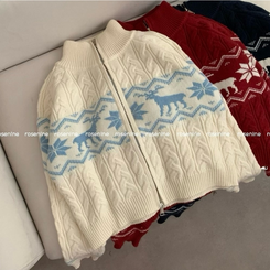 ノルディックハイネックニットジップアップ