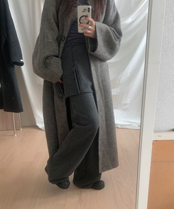 ラップボタンスカートレイヤードパンツ CHARCOAL