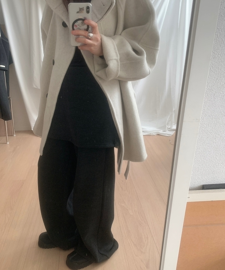 ラップボタンスカートレイヤードパンツ CHARCOAL