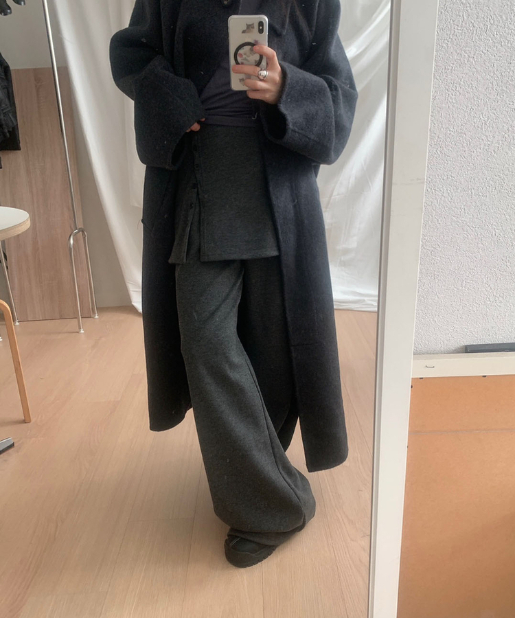 ラップボタンスカートレイヤードパンツ CHARCOAL