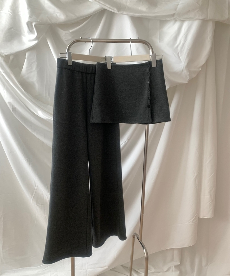 ラップボタンスカートレイヤードパンツ
