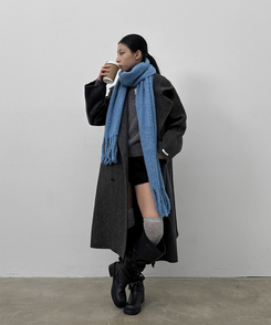 フリンジニットマフラー(7color) BLUE