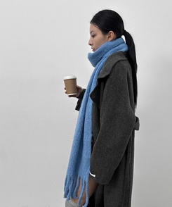 フリンジニットマフラー(7color) BLUE