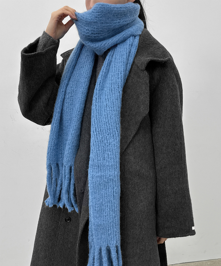 フリンジニットマフラー(7color) BLUE