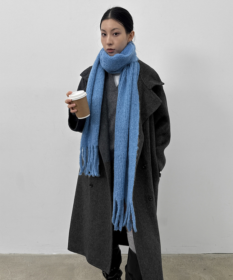 フリンジニットマフラー(7color) BLUE