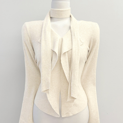 [연말룩강추/허얇골넓!] 아펠 러플 머플러 set 트임 골지 니트