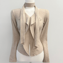 [연말룩강추/허얇골넓!] 아펠 러플 머플러 set 트임 골지 니트