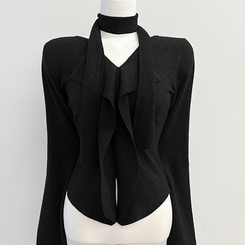 [연말룩강추/허얇골넓!] 아펠 러플 머플러 set 트임 골지 니트