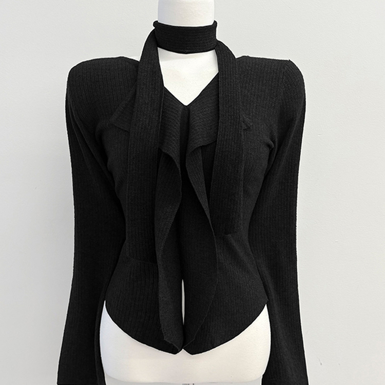 [연말룩강추/허얇골넓!] 아펠 러플 머플러 set 트임 골지 니트