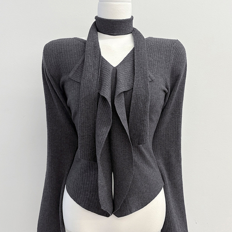 [연말룩강추/허얇골넓!] 아펠 러플 머플러 set 트임 골지 니트