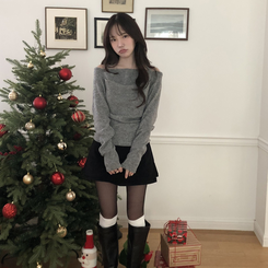 ホルタースクエアシャーリング長袖Tシャツ GREY