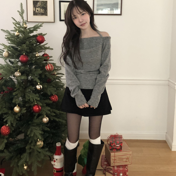 ホルタースクエアシャーリング長袖Tシャツ GREY