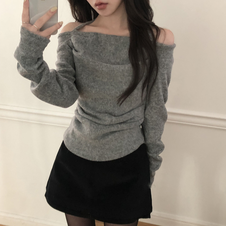 ホルタースクエアシャーリング長袖Tシャツ GREY