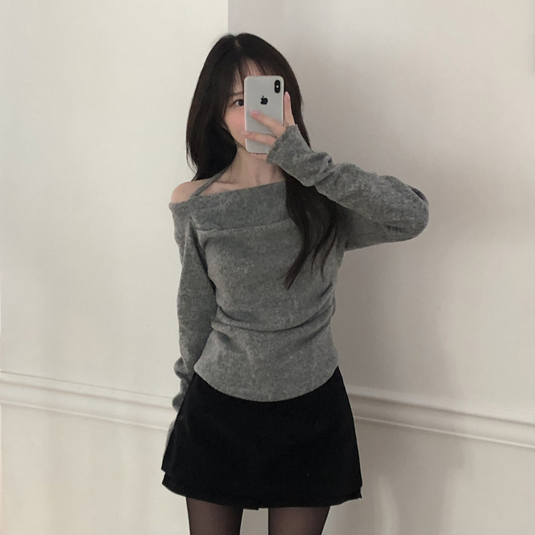 ホルタースクエアシャーリング長袖Tシャツ GREY