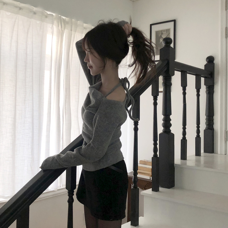 ホルタースクエアシャーリング長袖Tシャツ GREY