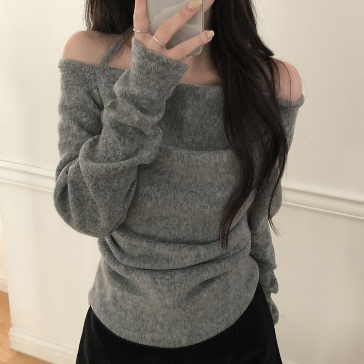 ホルタースクエアシャーリング長袖Tシャツ GREY