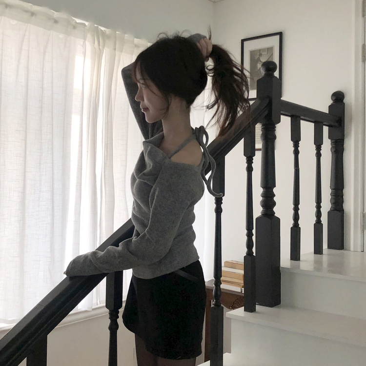 ホルタースクエアシャーリング長袖Tシャツ GREY