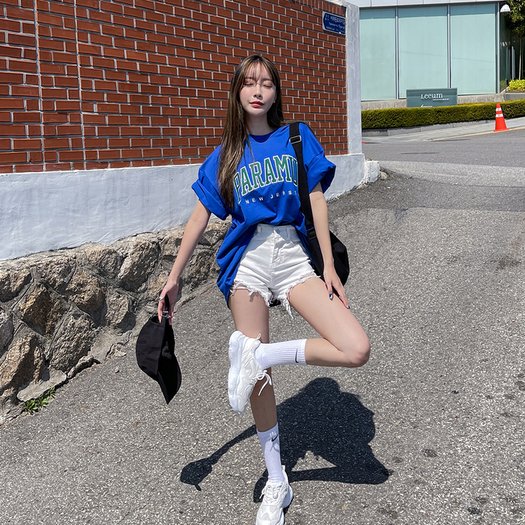 컷오프 하의 캐주얼 반바지 아이보리