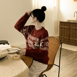 ノルディックケーブルニット RED