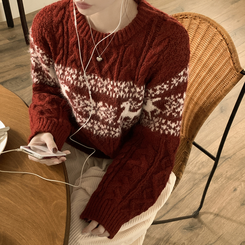 ノルディックケーブルニット RED