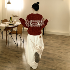 ノルディックケーブルニット RED