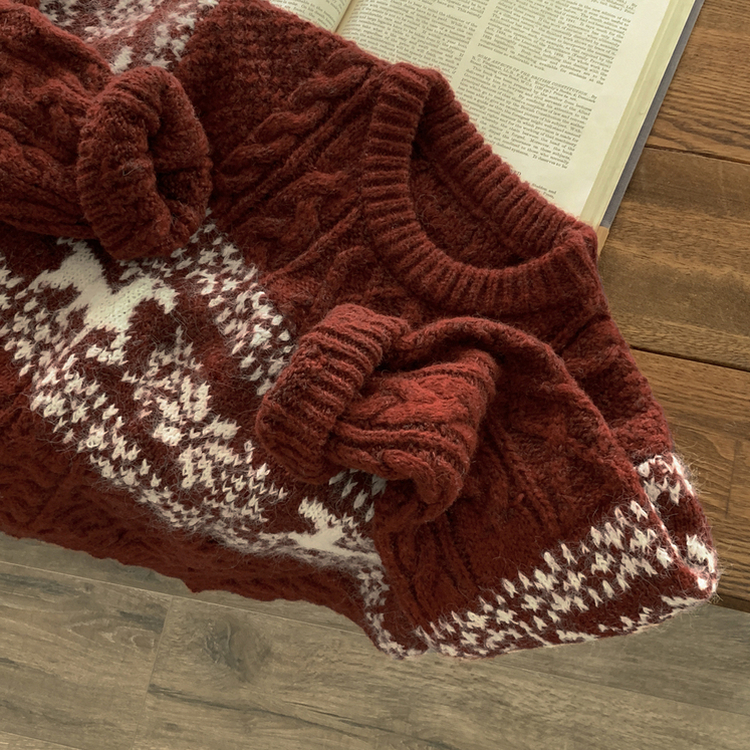 ノルディックケーブルニット