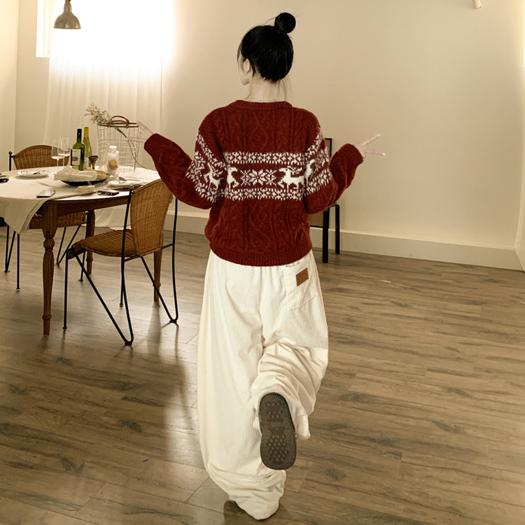 ノルディックケーブルニット RED