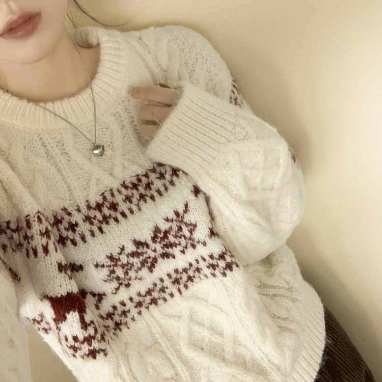 ノルディックケーブルニット IVORY