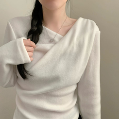 뮤즈 드레이프 기모 긴팔 겨울 상의 겨울옷 연말룩 크리스마스 긴팔티 기모티 아이보리