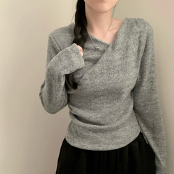 뮤즈 드레이프 기모 긴팔 겨울 상의 겨울옷 연말룩 크리스마스 긴팔티 기모티 그레이