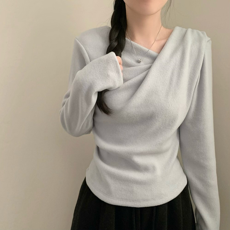 뮤즈 드레이프 기모 긴팔 겨울 상의 겨울옷 연말룩 크리스마스 긴팔티 기모티 소라